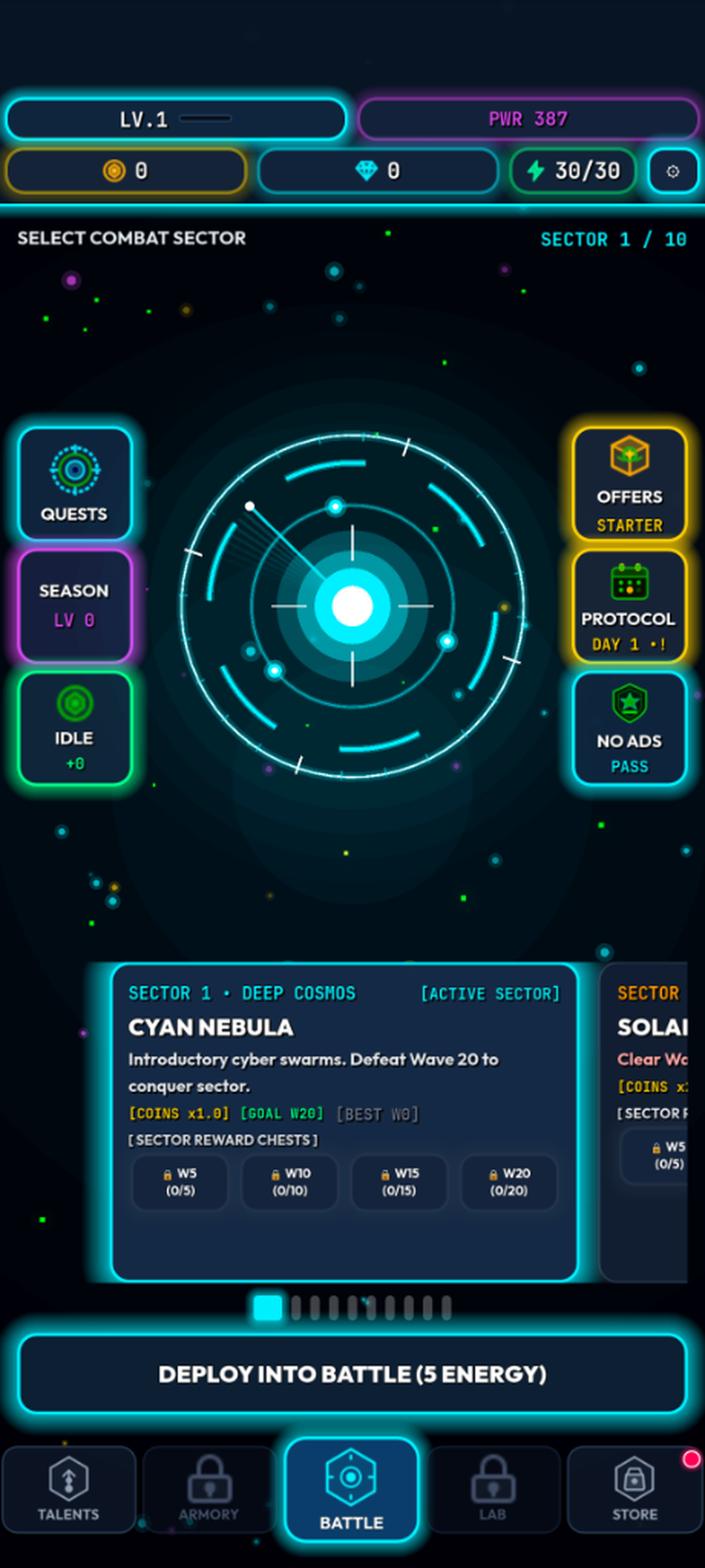 Sector Selection & Command Hub